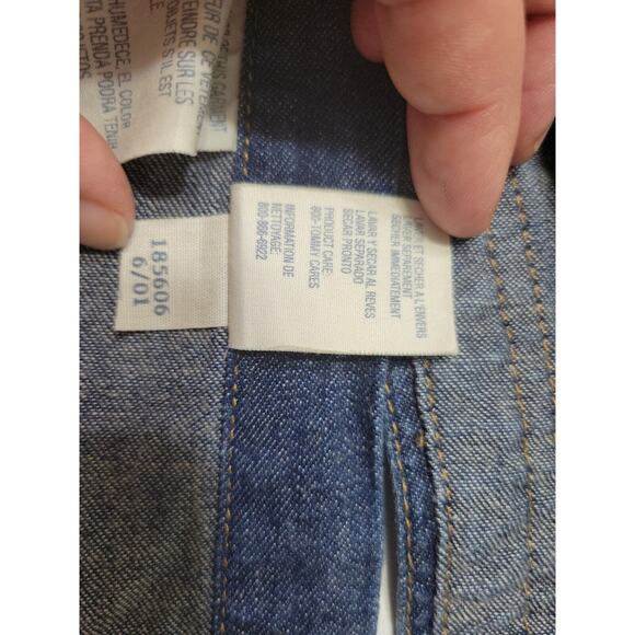 Tommy Hilfiger Women Petite Small 4 Dress Blue Jean Pocket Silver Button Up - Picture 8 of 12